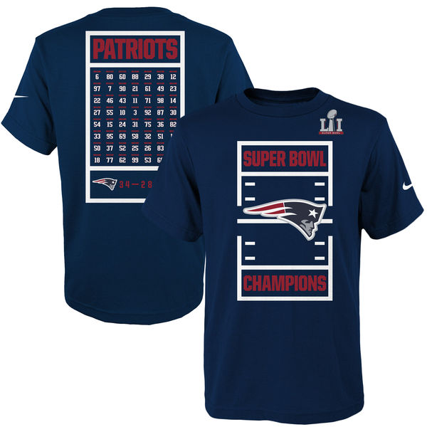 New England Patriots Youth Super Bowl LI Champions Roster T-Shirt - Navy